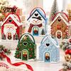 Christmas Goodie Bags for Kids House Gift Box with Handle, 3D Gingerbread/Santa Claus/Tree/Snowflake Candy Seasonal Packaging Boxes Treat Party Favor,