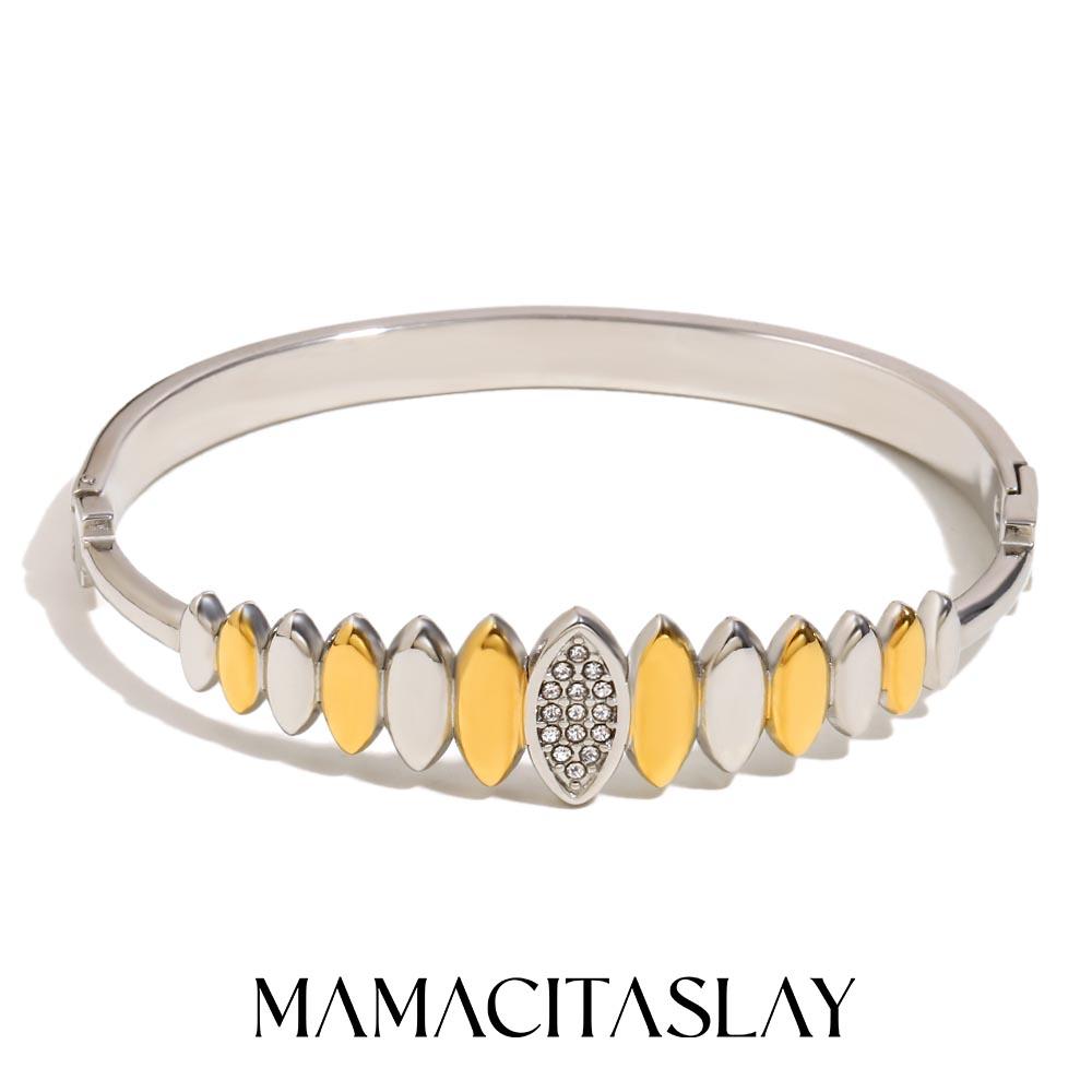 MamacitaSlay Creative Cool Stainless Steel Geometric Open Bracelet Party Popular Waterproof Wrist Jewelry High Quality Jewelry
