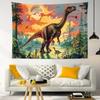 Dinosaur Tapestry Jungle Sunset Wall Hanging Polyester Mesozoic Era Jurassic Tropical Swamp Adventure Room Decor Art Print