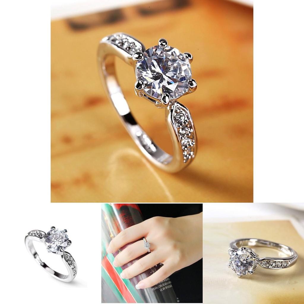 Elegant Womens Geometric White Copper Ring With Faux Diamond For Weddings And Engagements