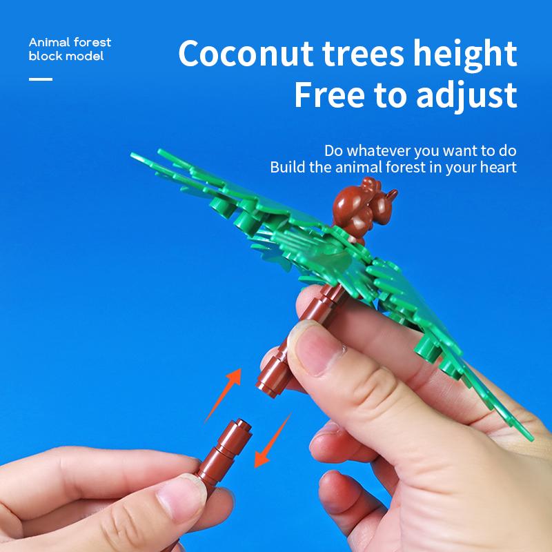 MOC Jungle Wild Animals Building Blocks DIY Toys for Boys Girls Forest Trees Blocks Compatible City Baseplate Kids Montessori
