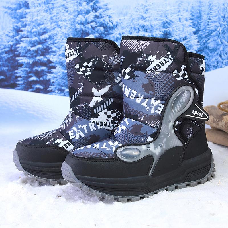 TUINANLE Boys' Winter Snow Boots, Non-Slip, Extra Warm, Medium To Large Sizes, Outdoor Hiking Footwear Children