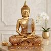 Estátua de Buda Sentado Meditando de 25 Centímetros Peça de Exibição Ídolo Itens de Decoração para Casa para Sala de Estar e Presentes