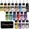Tplook 16-Color Water-Based Acrylic Airbrush Paint Set, Pre-Diluted for Plastic Models, Gundam, Mecha, Cars, Miniatures, Ceramic Canvas, High Gloss,