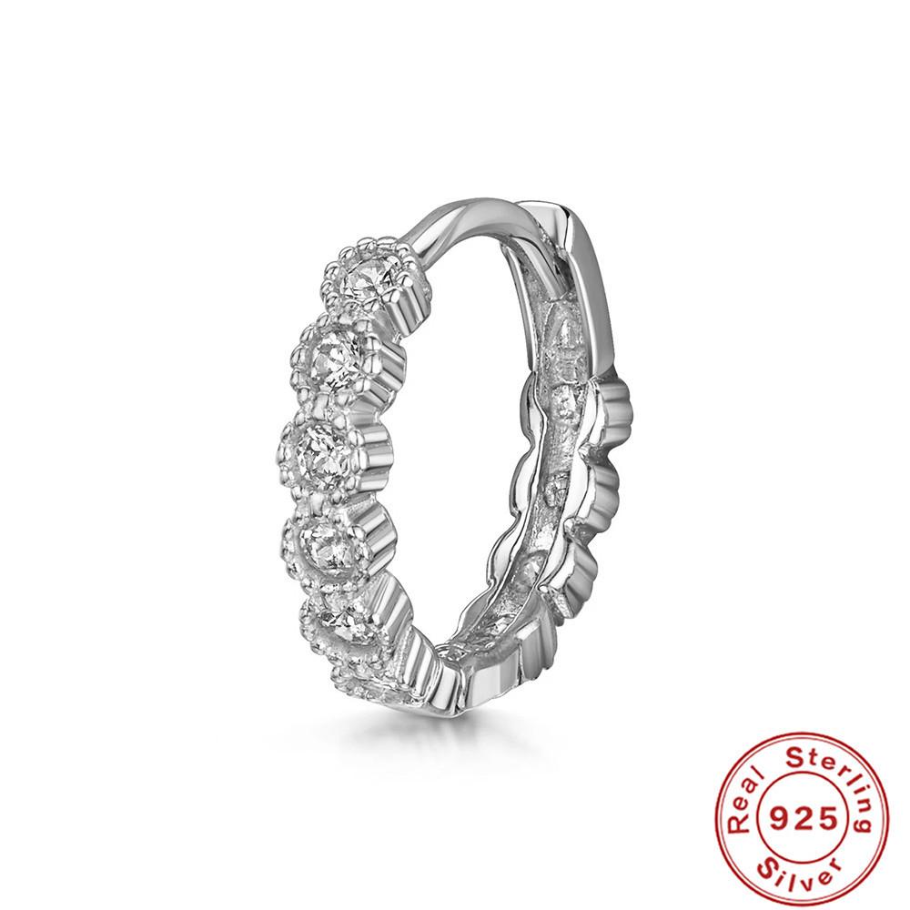 S925 Sterling Silver Cartilage Piercing Zircon Diamond Earrings Ear Buckle Earrings Earbone Ring Hipster Earrings