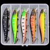 HT1191 13.5cm 15.6g 5pcs/box ABS Artificial Hard Plastic Minnow Bait Ice Fly Fishing Lures Kit Set Hooks River Lake