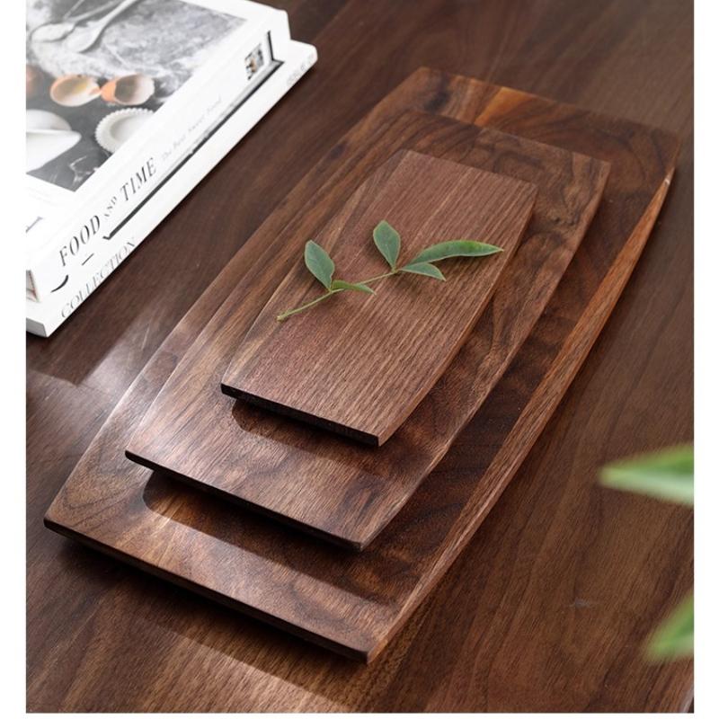 1PC Black Walnut Coffee Utensils Tray Wooden Afternoon Tea Dessert Tray Solid Wood Tea Set Household Natural Materials