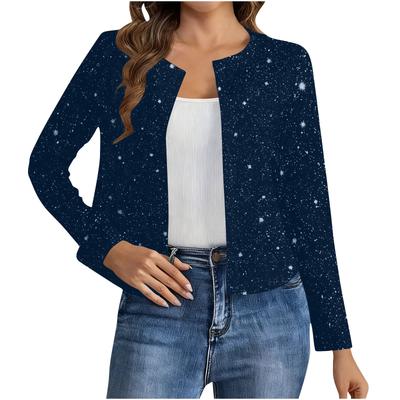 Ein neuer Herbst- und Winter-Fashion- und sexy Cardigan mit langen Ärmeln und goldgeprägtem Mantel für Damen