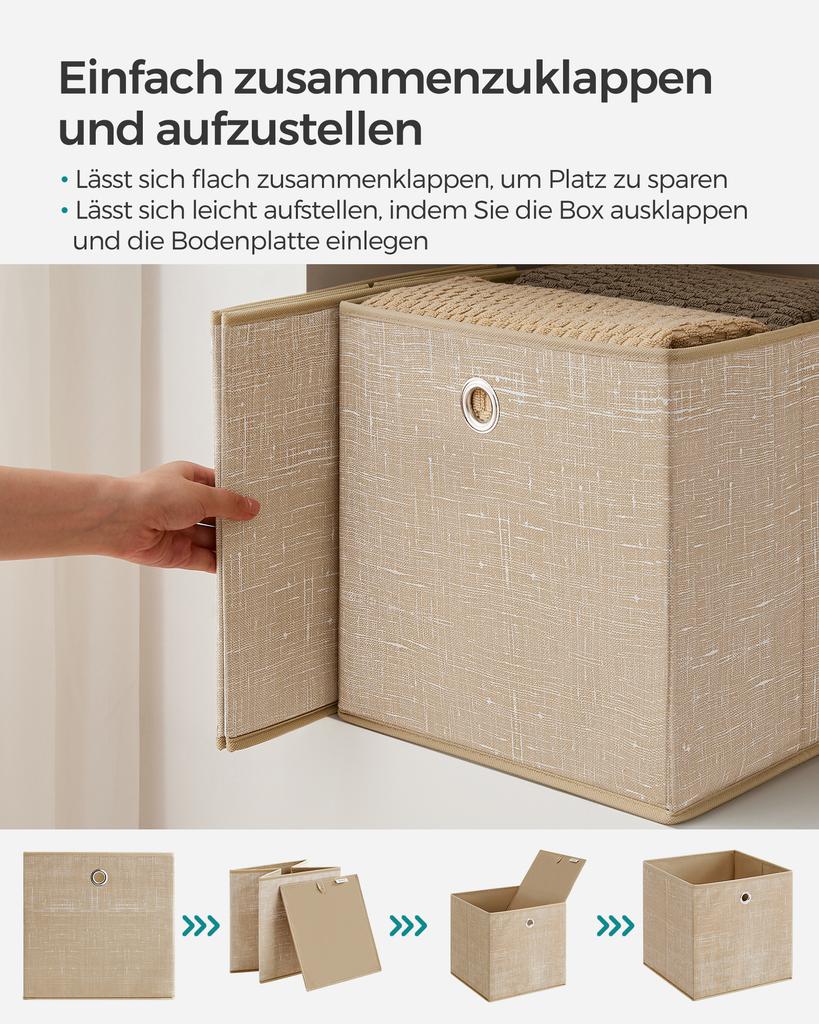 SONGMICS Storage Boxes, Set of 6 Non-Woven Fabric Boxes with Handles, 30 x 30 x 30 cm, Fit Cube Storage Unit, for Shelves, Foldable