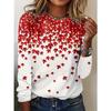 Vibrant Maple Leaf Print Women's Casual Long Sleeve T-shirt with Round Neck, Suitable for Spring and Autumn, Fashionable Top for Spring