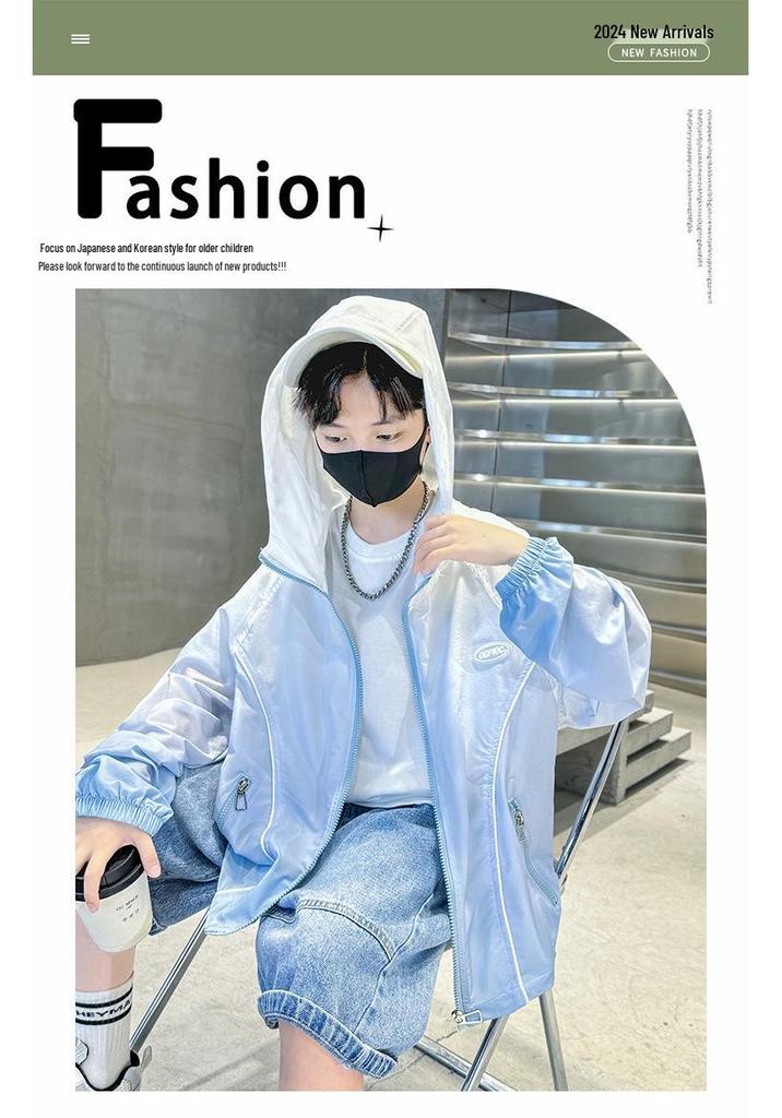 Boys' Lightweight Summer Sun Protection Jacket 2024 - Thin Style for Medium and Large Children