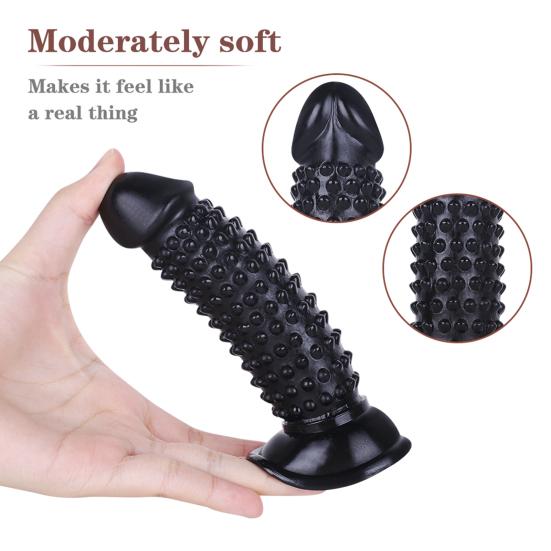 Anální kolík Silná přísavka Dildo Měkká a smyslná simulace Bump Design Penis Vtlačující Sex Dildo Žena Supply
