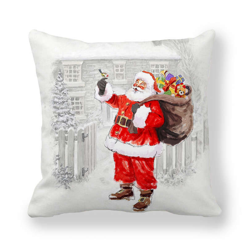 Merry Christmas Decorations Print Cushion Cover Home Living Room Sofa Decoration Square Pillow Cover 45x45cm