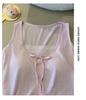 Women's Blue Sleeveless Pajama Shorts Set with Chest Pads, Summer Korean Style, Fresh Girly Design, Perfect for Home or Outdoors.
