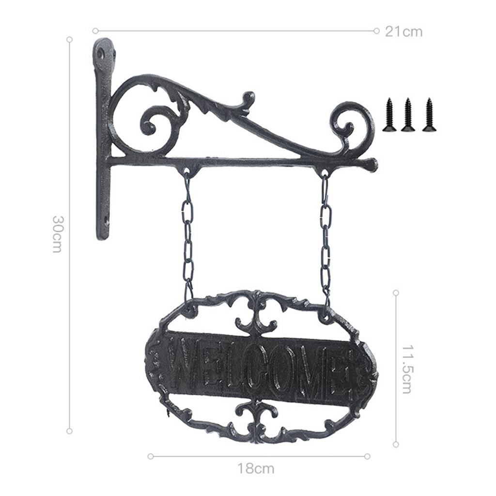 Hanging Iron Welcome Sign Plaque Durable Metal Wall Decoration for House Exterior Porch Bar Shop Door Plate