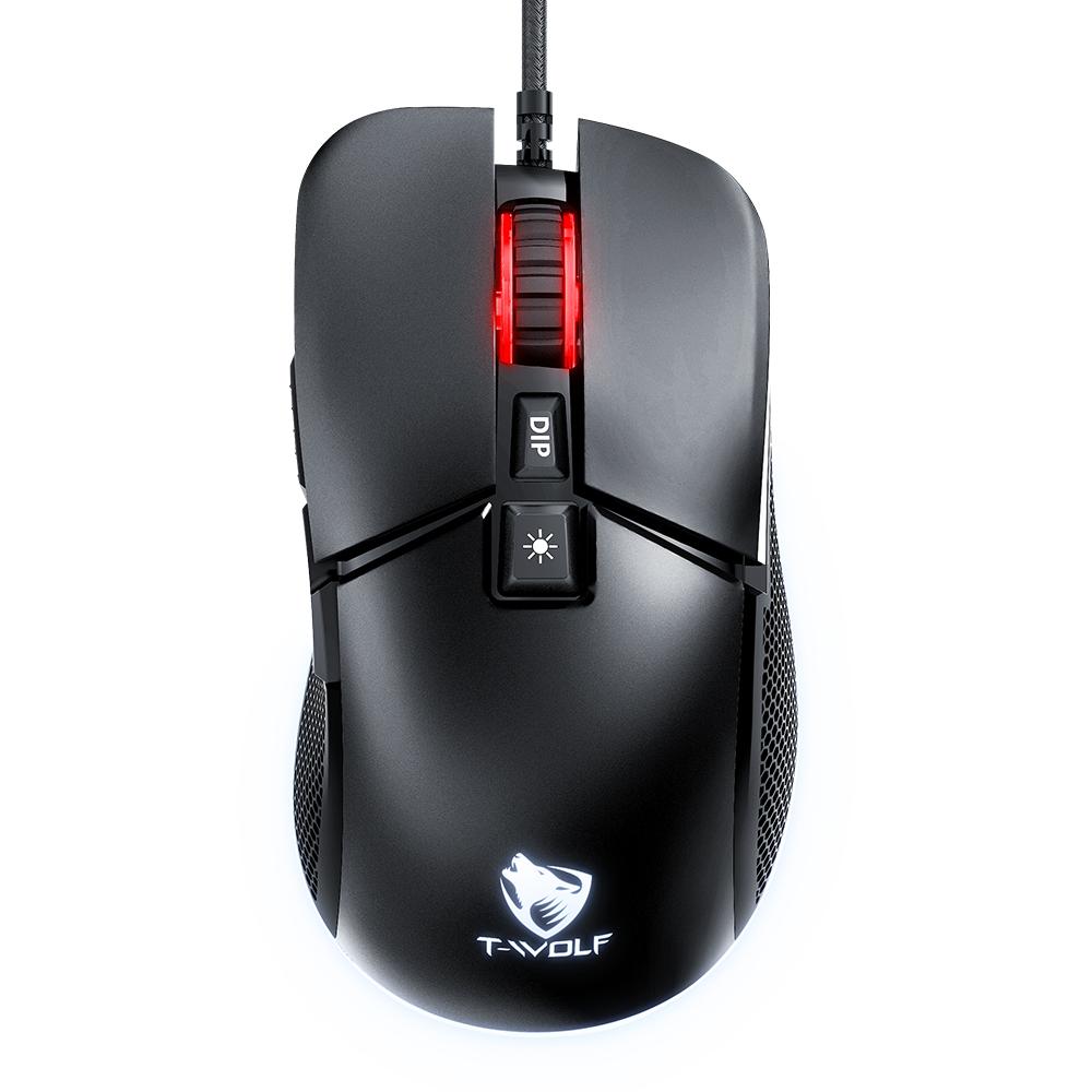 

T-WOLF G590 Wired RGB Gaming Mouse 800-7200DPI Effortless E-Sports Mice As Shown A