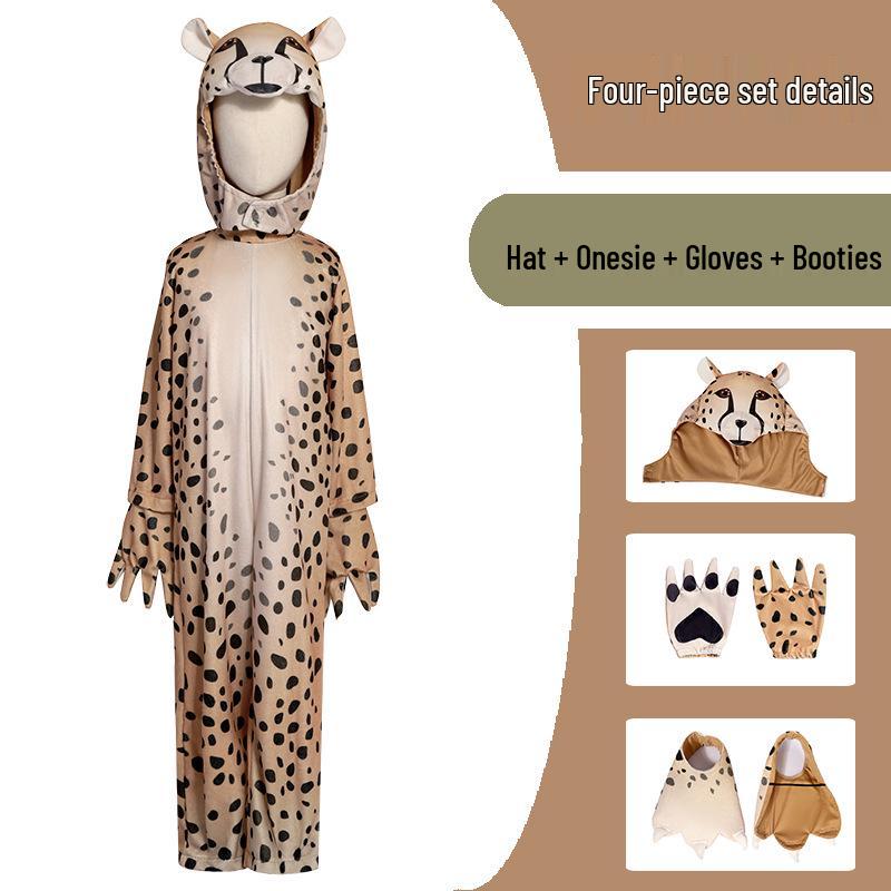 

Leopard Cosplay Jumpsuit for Kids - Halloween & Kindergarten Performance Costume Small леопардовый