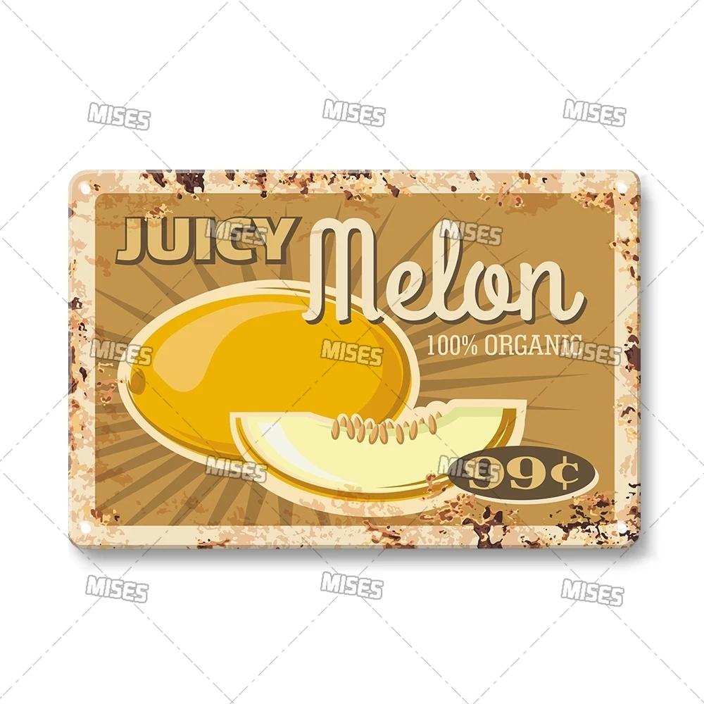MISES Vegetable And Fruit Metal Tin Sign Retro Metal Plaque Decorative Plate Man Cave Studio Farm Metal Sign Kitchen Wall Plate