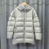 Solid color medium and long hooded down jacket women's autumn and winter new temperament loose warm jacket
