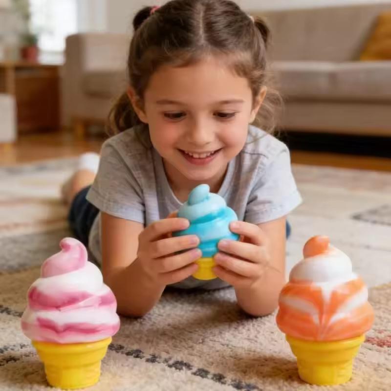Nice Cream Eistüte Needoh Sensorisches Stressabbau-Spielzeug Geeignet für Angstzustände und Konzentration Schreibtisch Sensorischer Würfel Geeign