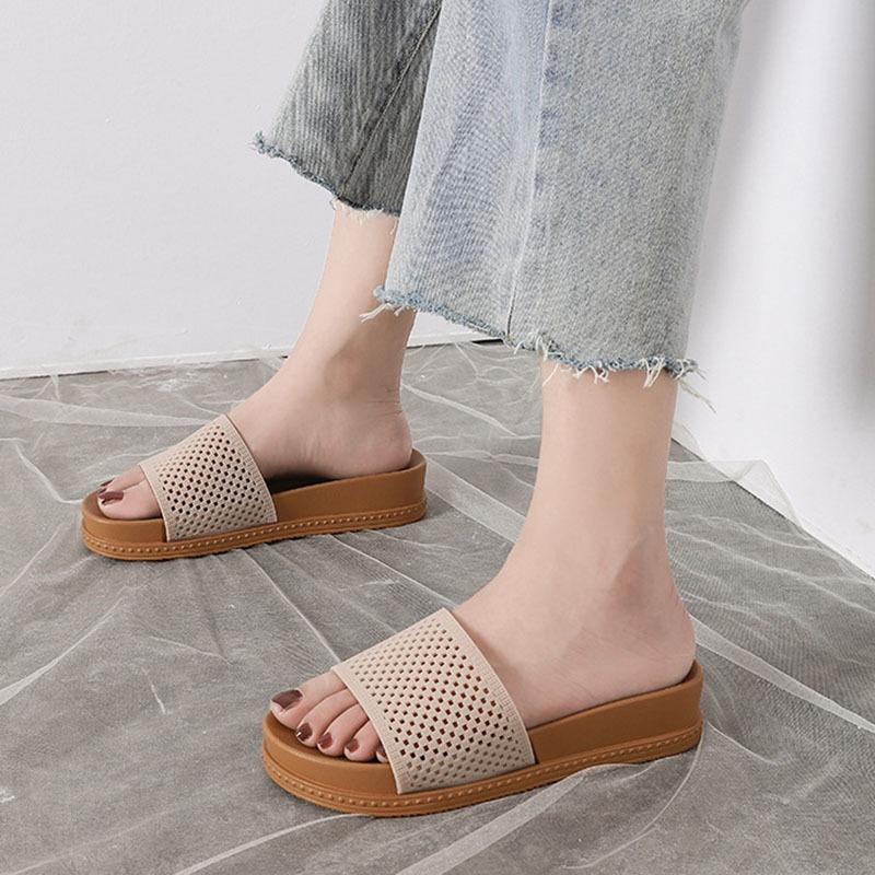 Fashion Women's Slippers Summer Indoor Outdoor Thick Bottom Women Shoes Casual Mesh Lady Roma Flats Slippers Sandals Bathroom Slides