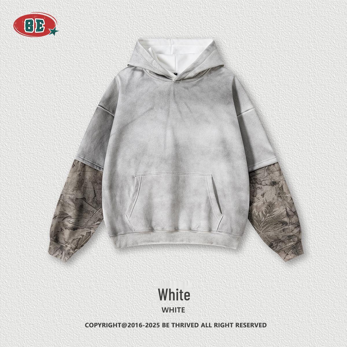 

BE Men s Wear 2025 Autumn Trendy Patchwork Color Block Hoodie for Men XL білий
