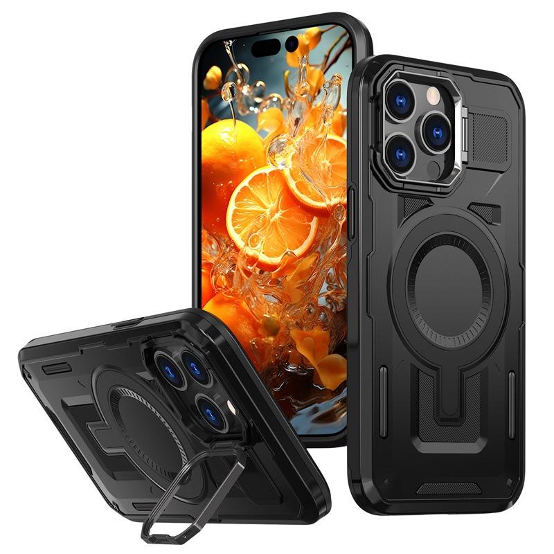 The new model is suitable for Apple 16PRO mobile phone case, lens holder, magnetic suction Magsafe anti-drop iPhone15 protective case.