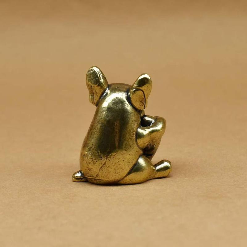 1PCSCollection Statues Desktop   Solid Copper Pug Figurines Feng Shui  Vintage Brass Dogs Ornament Tea Pet Home Decor