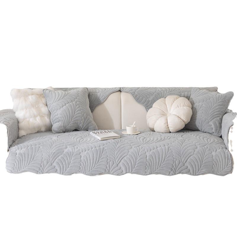 French Cream Style Sofa Cushion Winter Solid Color Plush New Thickened Cover Non-Slip Sofa Cover Cloth Towel Cushion