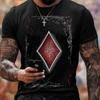 Men's Short-sleeved T-shirts Summer Casual Retro Hip-hop Style Round Neck Playing Card Pattern 3Dprinted  Oversized T-shirts