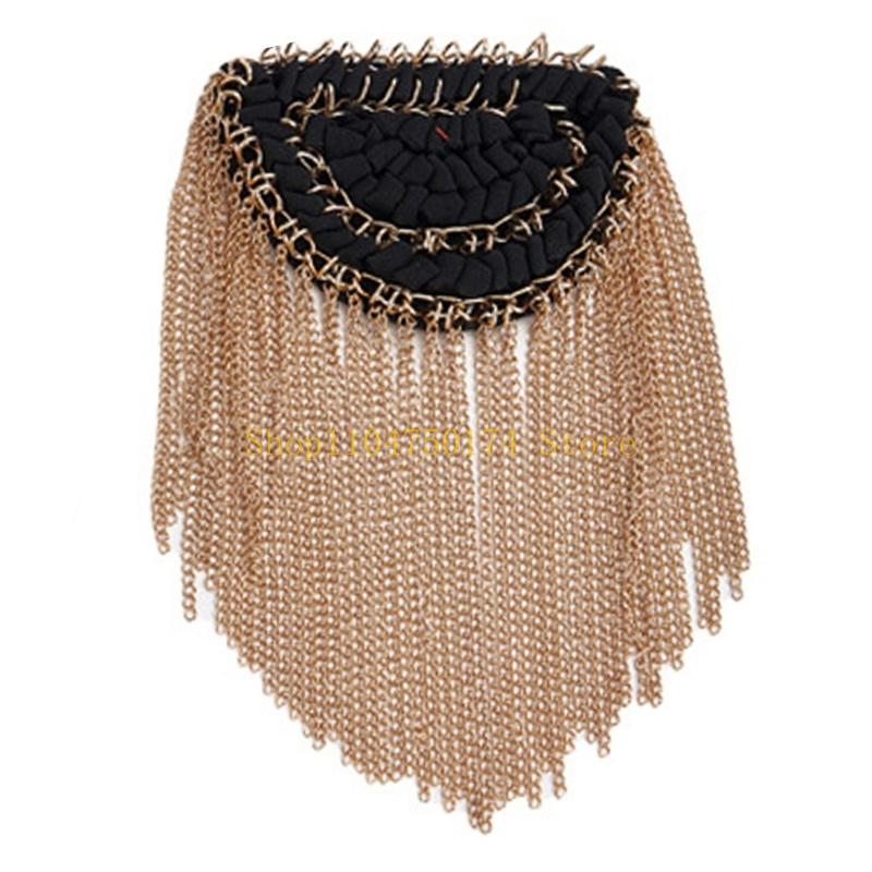 Metal Tassels Chain Epaulettes Uniform Shoulder Badges Artificial Pearls Beaded Epaulet for Party Costume Accessories Top Sale