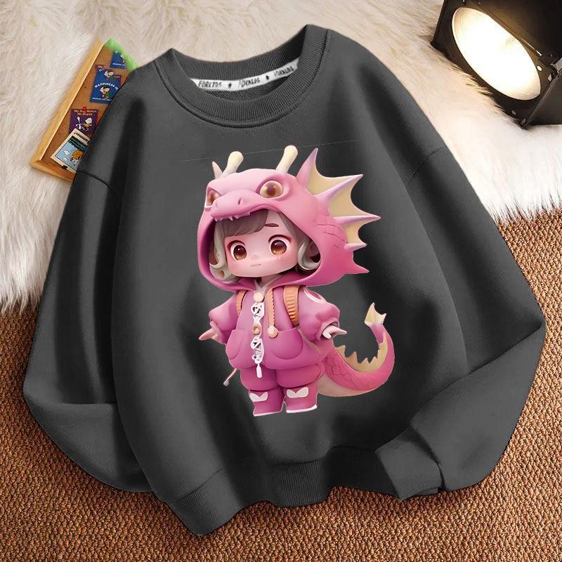 Hanorace drăguțe cu gât rotund cu dinozauri pentru copii, hanorace la modă cu mâneci lungi pentru băieți și fete pentru primăvară și toamnă