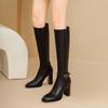 Krazing Pot Cow Skin Autumn Winter Shoes Riding Boots Round Toe Keep Warm Metal Decorations Super High Heels Thigh High Boots