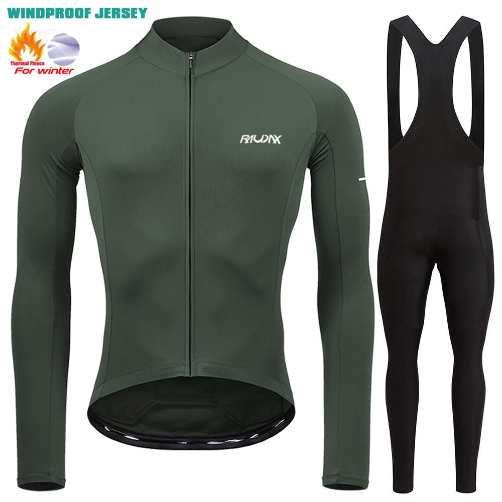 Raudax Winter Mountain Bike Jersey Ropa De Hombre Thermal Fleece Keep Warm Road Bike Sportswear 2026 Winter Velvet Warm Cycling Clothing Suit Set