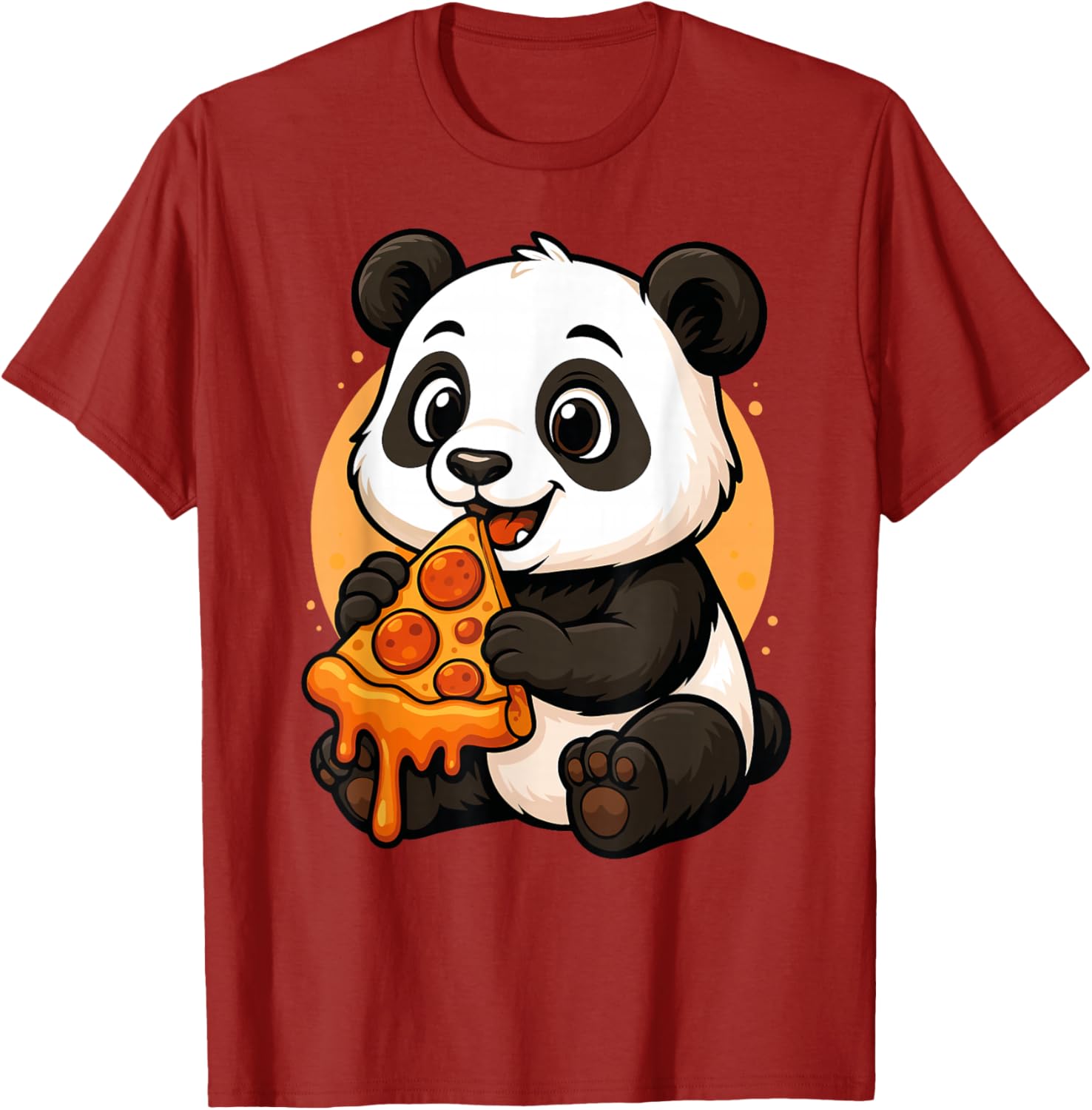 Милая панда ест пиццу Графическая футболка Смешная футболка с коротким рукавом для любителей животных Повседневная S
