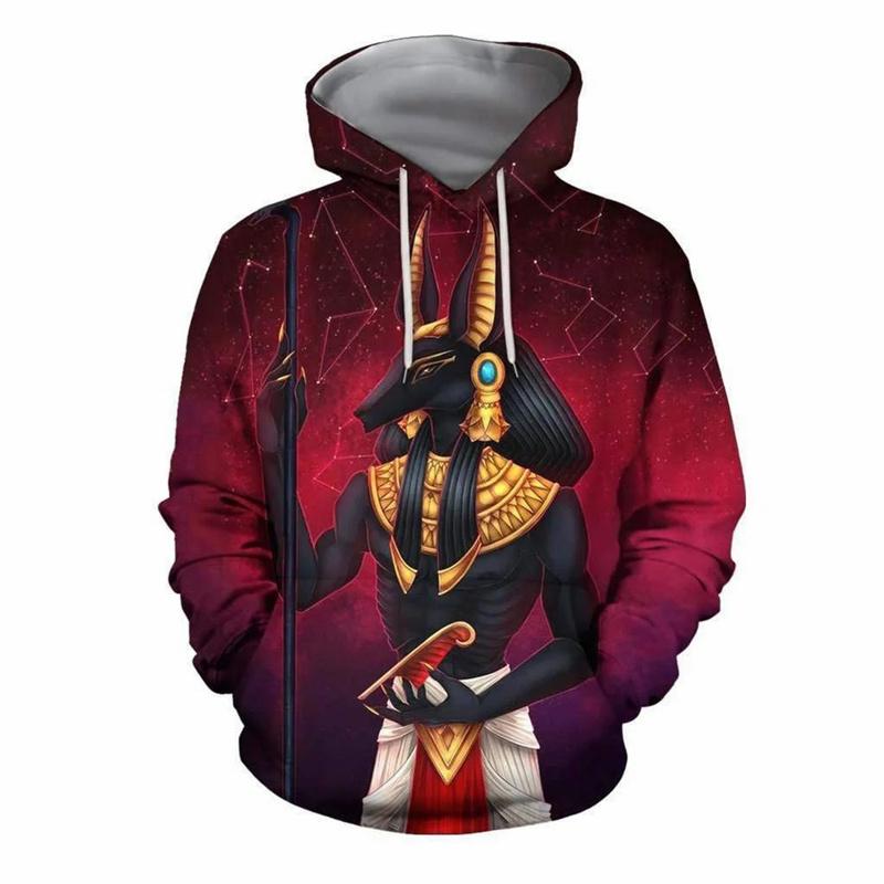 

Толстовка Anubis Egypt Graphic для чоловіків Ретро Пуловер з довгими рукавами з 3D принтом Весна Осінь Вільні толстовки Світшот Вуличний верх 6XL