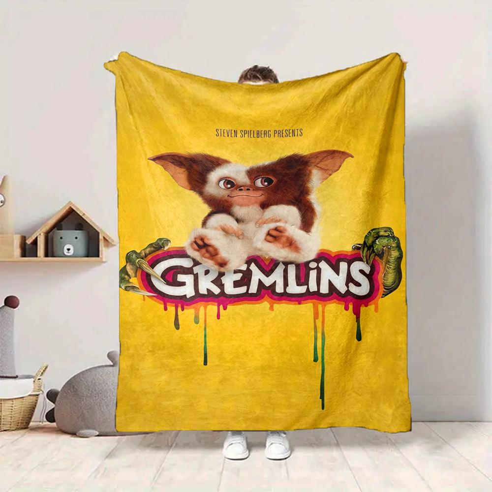 1Pc Gremlins Movie Poster Flannel Blanket, Soft And Comfortable, Casual Warm, Camping Travel, Christmas, Halloween Xmas Gift L1507