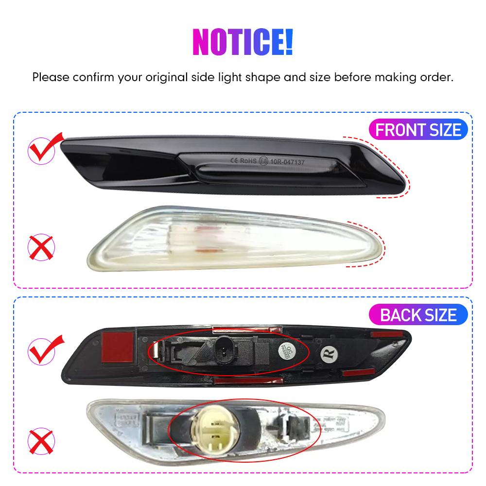 Car Led Side Marker Flowing Water Flicker Turn Light for BMW 1 Series E81 E82 E87 E88 3 Series E90 E91 E92 E93 5 Series E60 E61