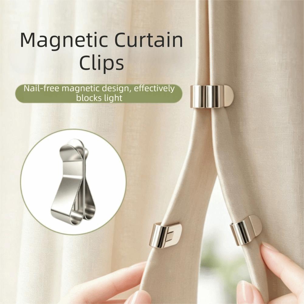 Magnetic Closure Curtain Clips Detachable Nail-Free Magnetic Curtain Clips Metal Rust-proof Blackout Curtain Clips Bedroom