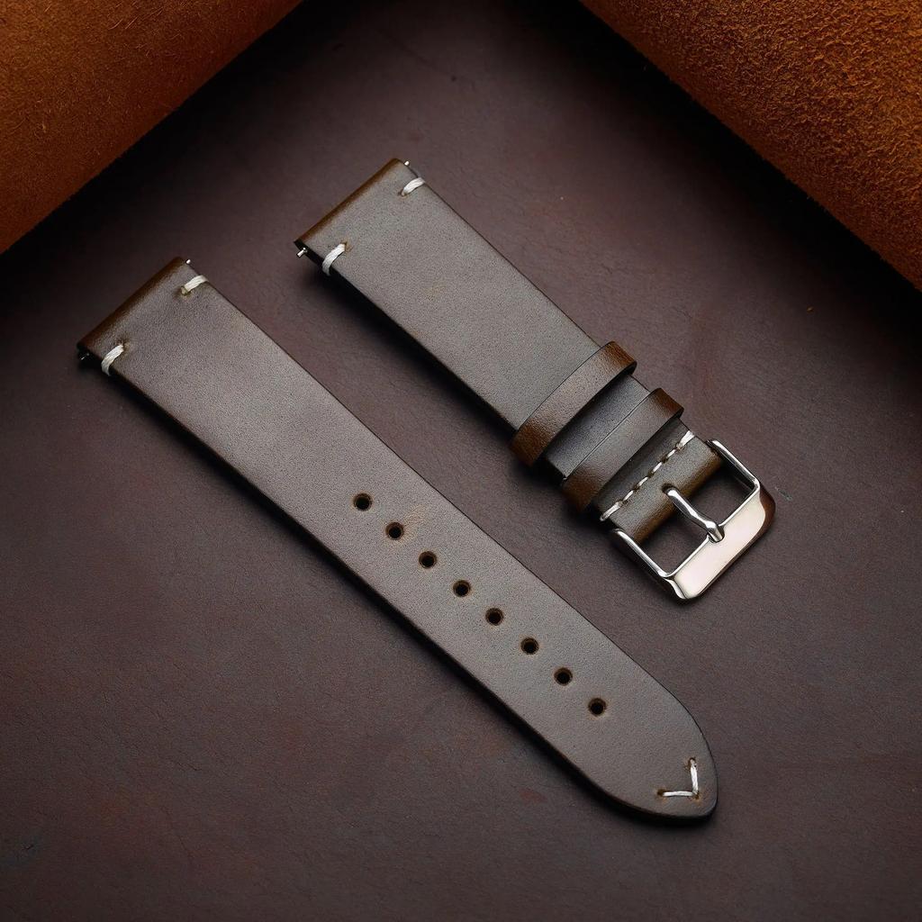 Handmade Retro Oil Wax Genuine Leather Calfskin Strap Quick Release 18mm 19mm 20mm 21mm 22mm 24mm Women Watch Band Accessories