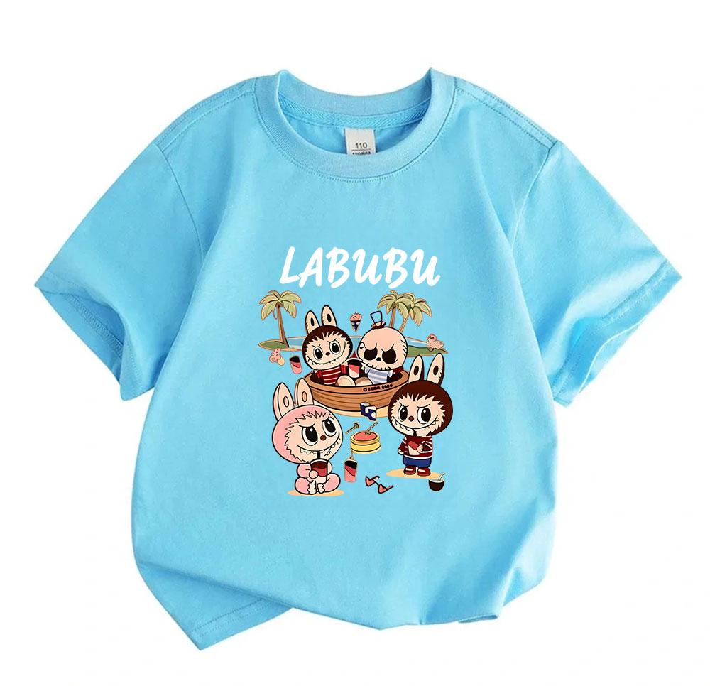 Kids Boys Girls 100% Cotton Crew Neck Short Sleeve T-Shirt Cute Cartoon Summer Beach Vacation Print Soft Casual Pullover Tee For Toddlers Children Dai