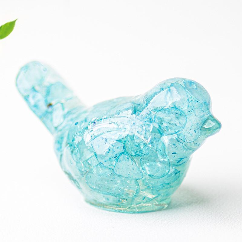 Resin Crystal Bird Figurine With Natural Waterstone For Home Office Decor Gift For Friends