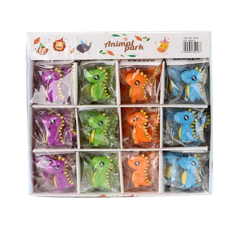 Cartoon Dinosaur Office School Supplies Shaped 3D Creative Erasers for Children and Students Wholesale Kawai School Supplies