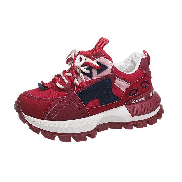 [Ushilai] Retro Waffel-Plateauschuhe Forrest Gump Schuhe Damen 2025 Frühling neue höhenvergrößernde vielseitige Sport-Dad-Schuhe