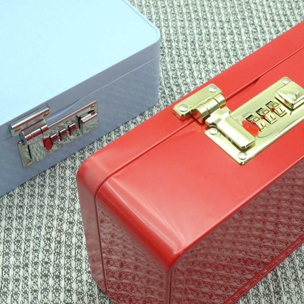 Combination Lock Password Lock Storage Box Rectangular Shape Metal Construction Key Safe Box Secure Storage Flip Top Design