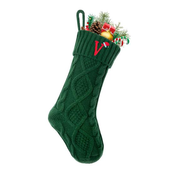 Christmas Stockings with Initials 18 Inches Large Embroidered Letter Christmas Stocking Monogram Knitted Stocking for Famliy Holiday Xmas Tree