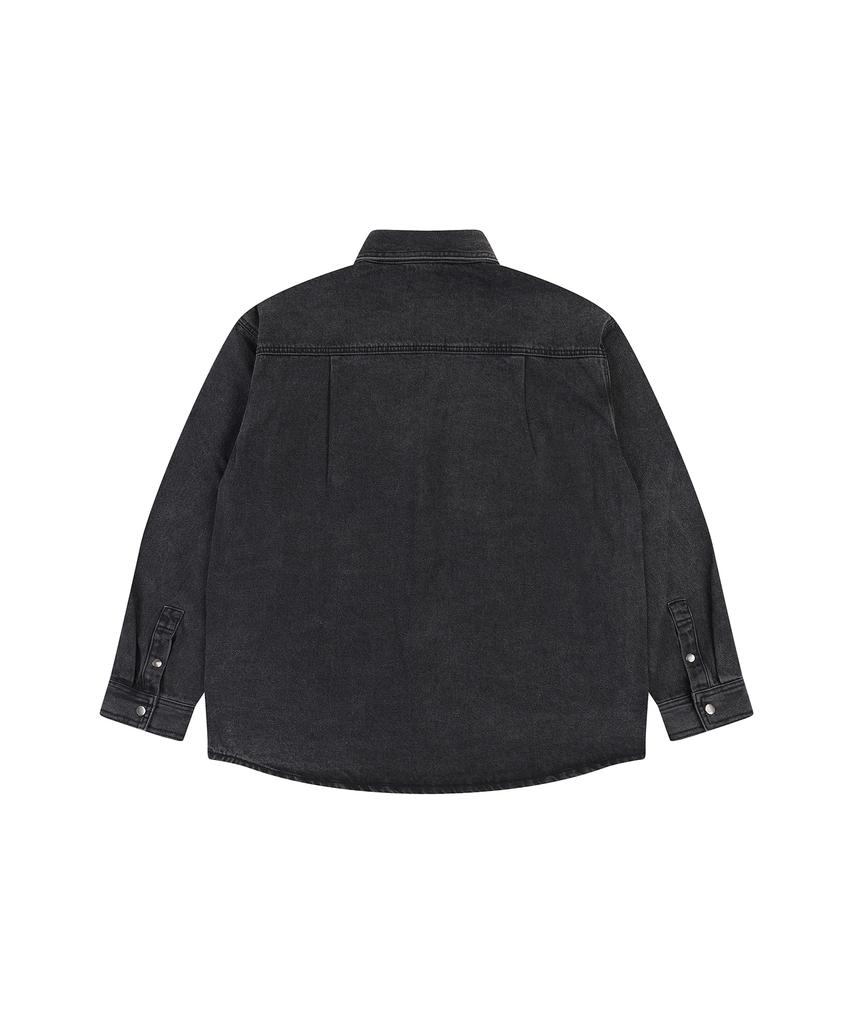Lab101 Oversized Zipper Multi-Pocket Denim Jacket (Black)