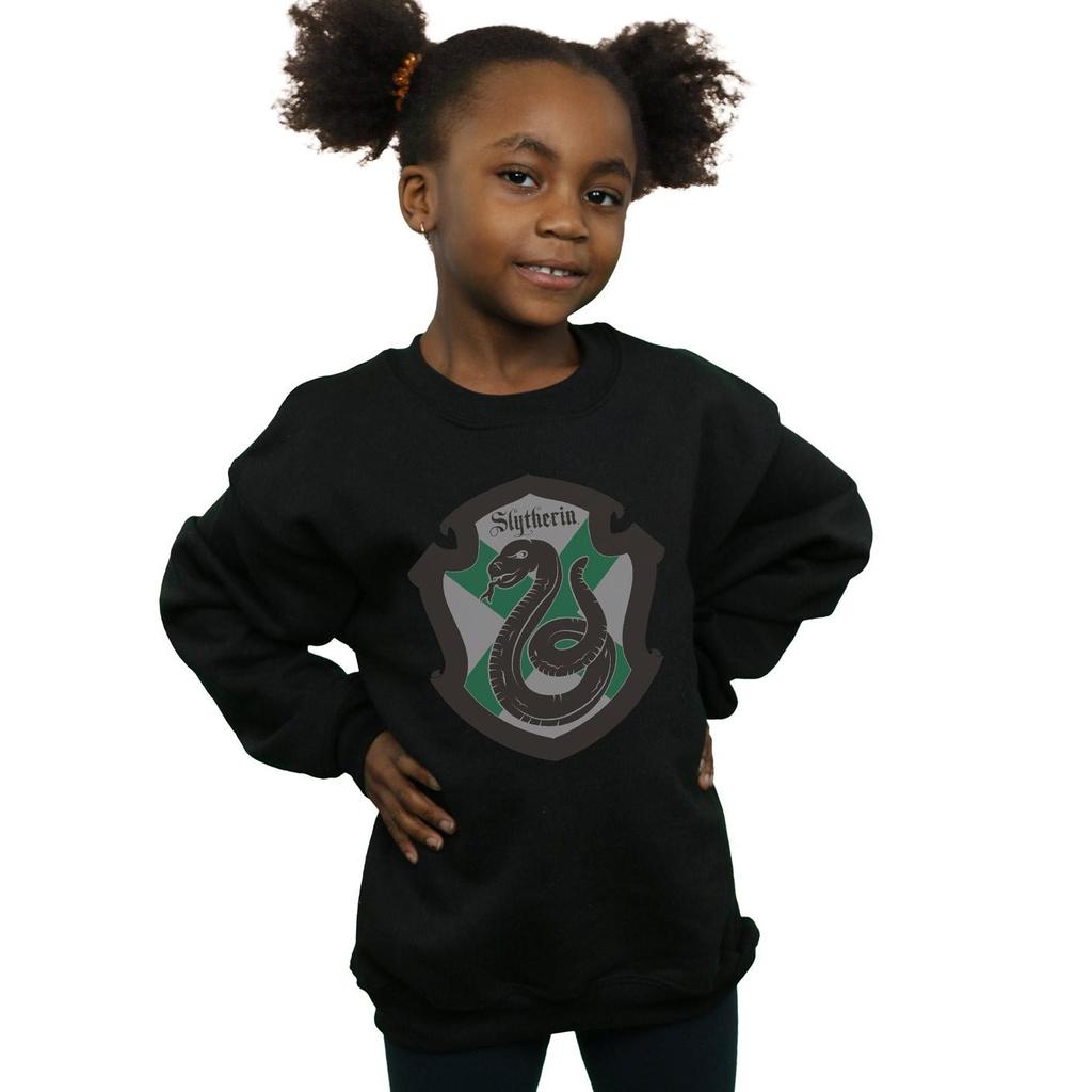 HARRY POTTER Girls Slytherin Crest Flat Sweatshirt
