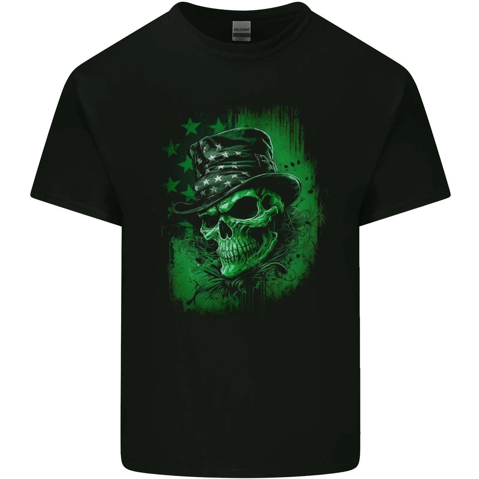 Green Skull St Patricks Day Irish Paddys Day Kids T-Shirt Childrens 2XL