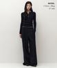 MUSINSA STANDARD WOMAN Women'S Pinstripe Deep Tuck Wide Slacks [Navy]